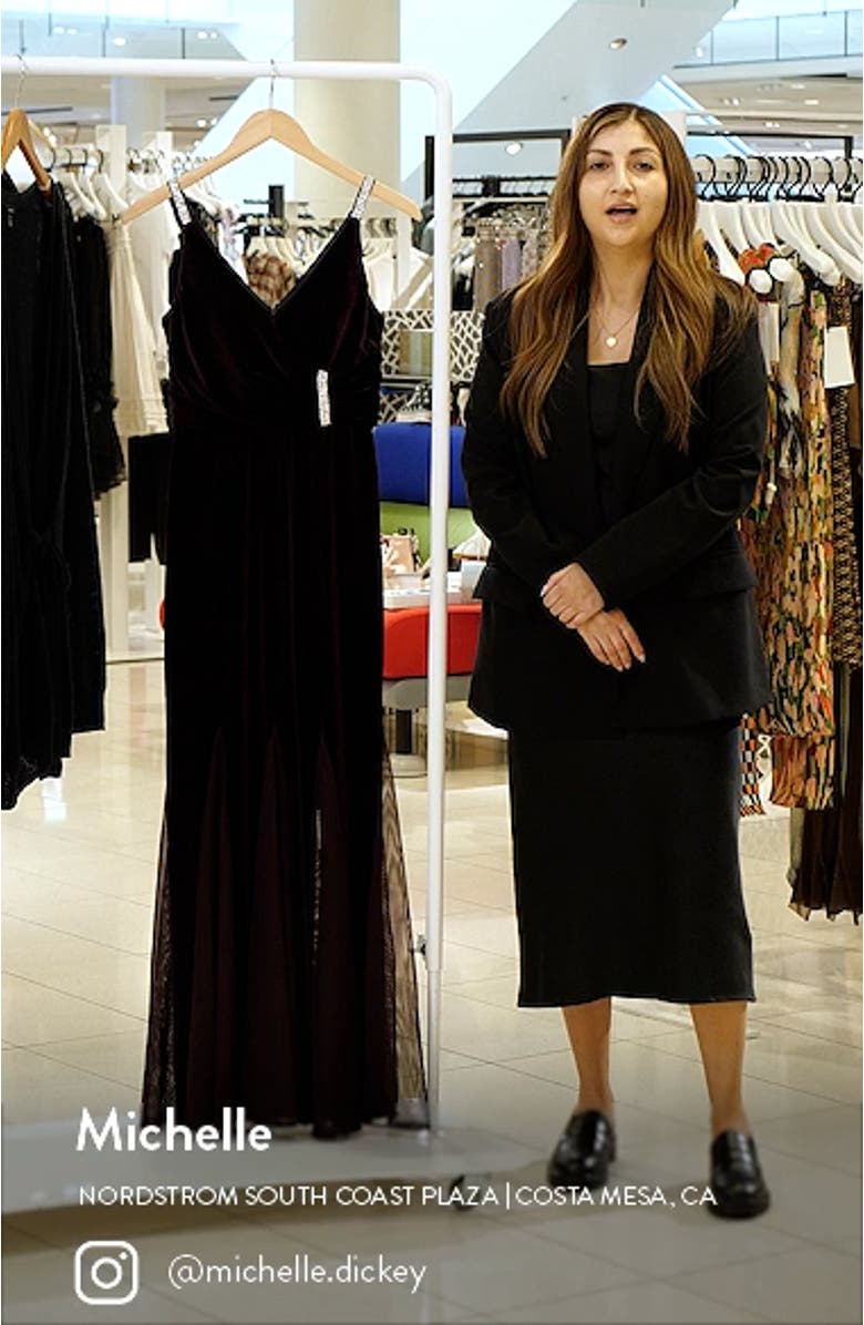 Stretch Velvet V-Neck Gown, sales video thumbnail