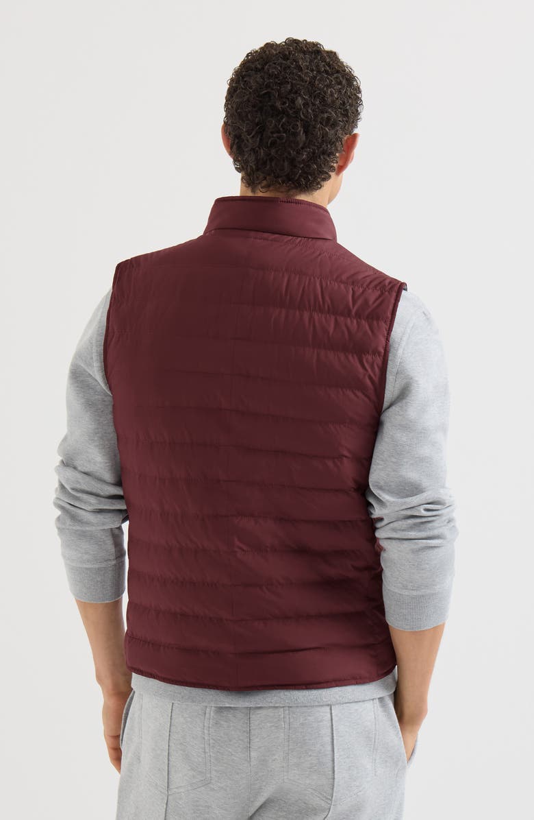 Brunello Cucinelli Lightweight techno fabric down vest, Alternate, color, Burgundy