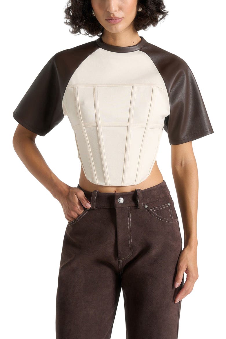 Juline Corset T-Shirt, Alternate, color, Cream
