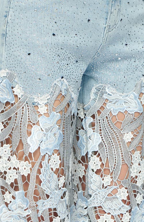 Bayeas High Waist Crystal Embellished Lace Leg Jeans
