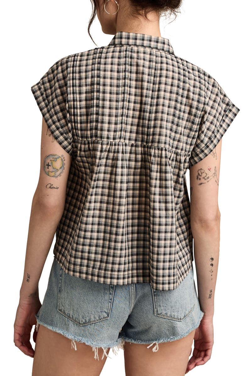 Lucky Brand Plaid Short Sleeve Shirt, Alternate, color, Black Plaid