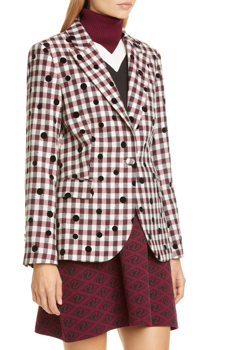 Tommy Hilfiger Tommy x Zendaya Velvet Dot Check Wool Blend Blazer, Alternate, color, 