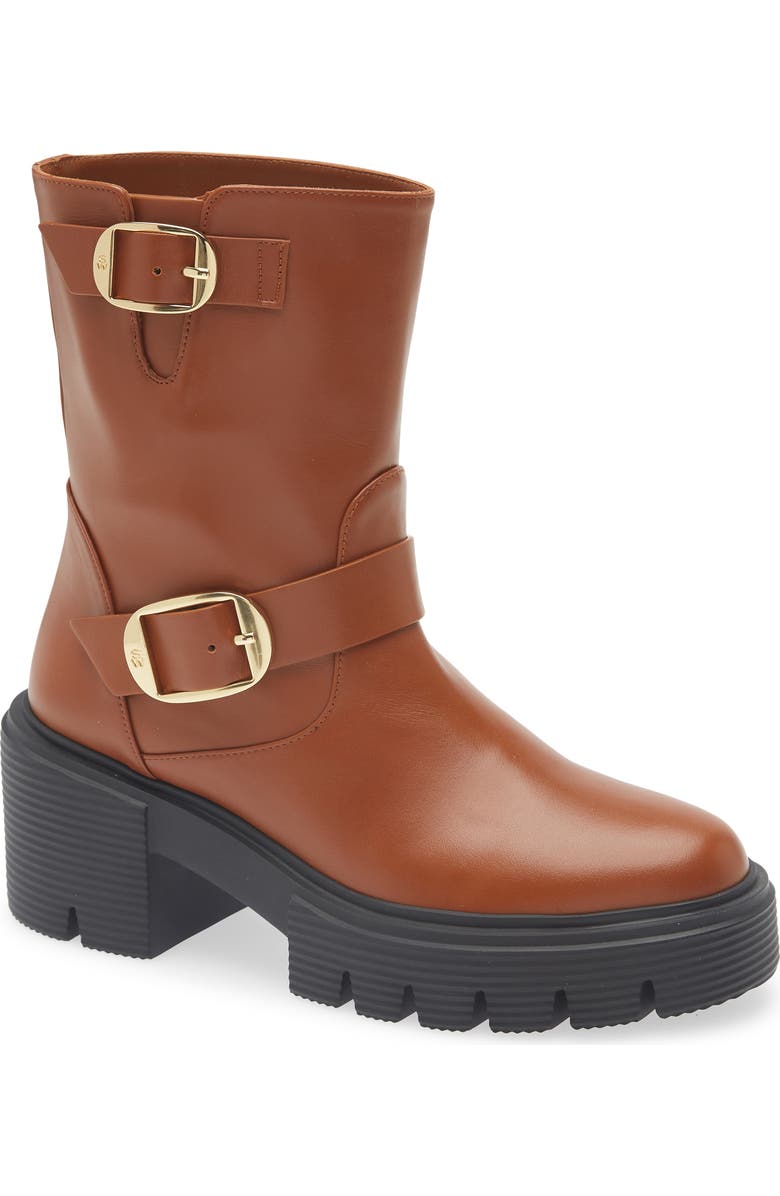 Stuart Weitzman Soho Moto Bootie, Main, color, Bridle Brown