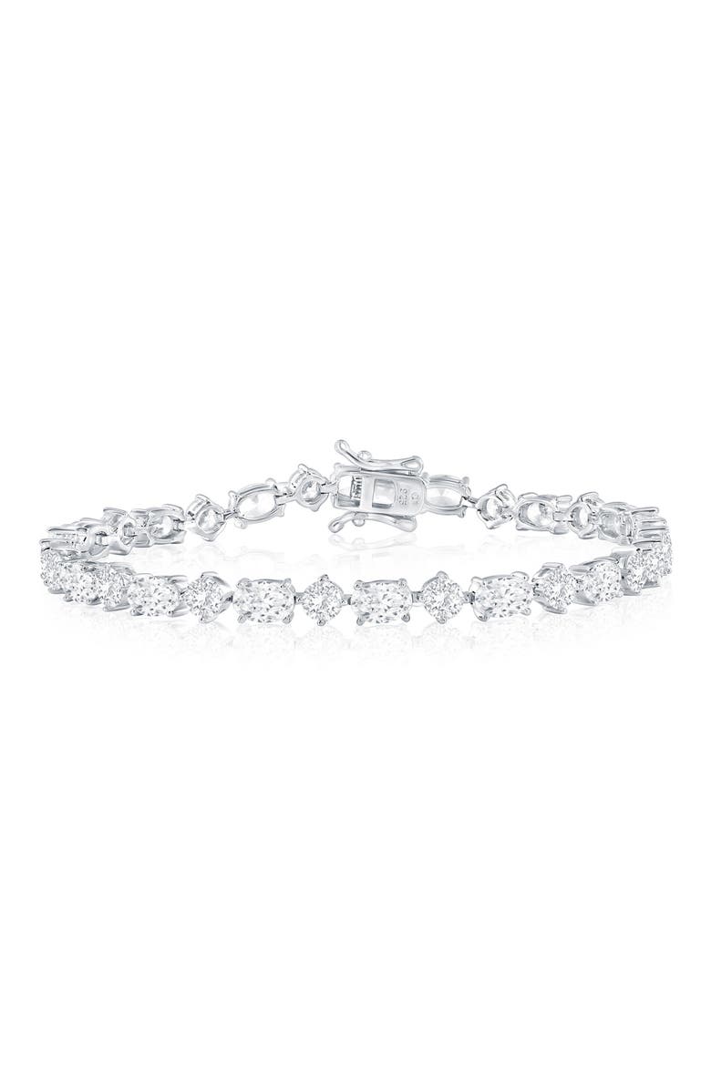 Oval & Round Cubic Zirconia Tennis Bracelet, Main, color, SILVER