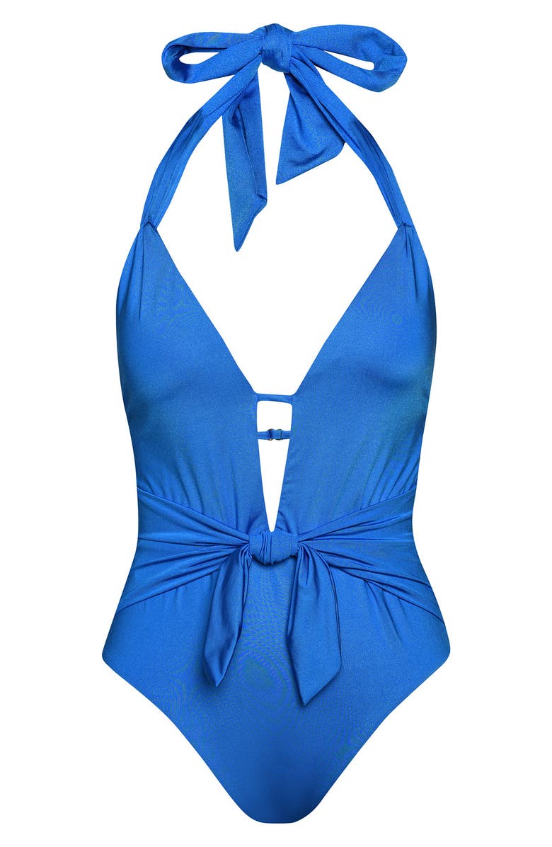 Sunshine 79 Solids Plunge One-Piece Swimsuit, Alternate, color, Pacific Blue