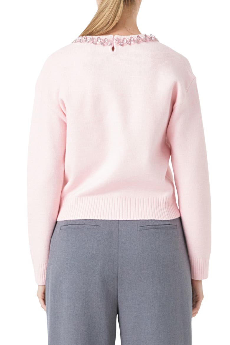 Embellished Crewneck Sweater, Alternate, color, LIGHT PINK