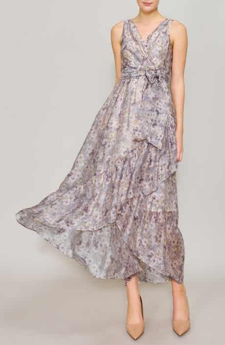 MELLODAY Floral Print Ruffle Chiffon High-Low Dress
