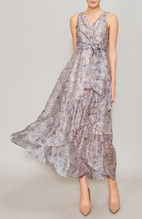 MELLODAY MELLODAY FLORAL PRINT RUFFLE CHIFFON HIGH-LOW DRESS