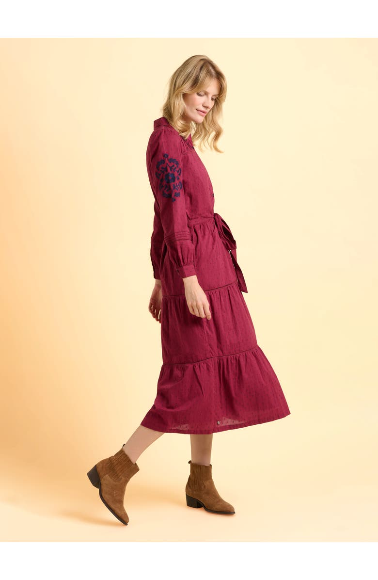 Brakeburn Embers Long Sleeve Tie Waist Midi Dress, Alternate, color, Burgundy