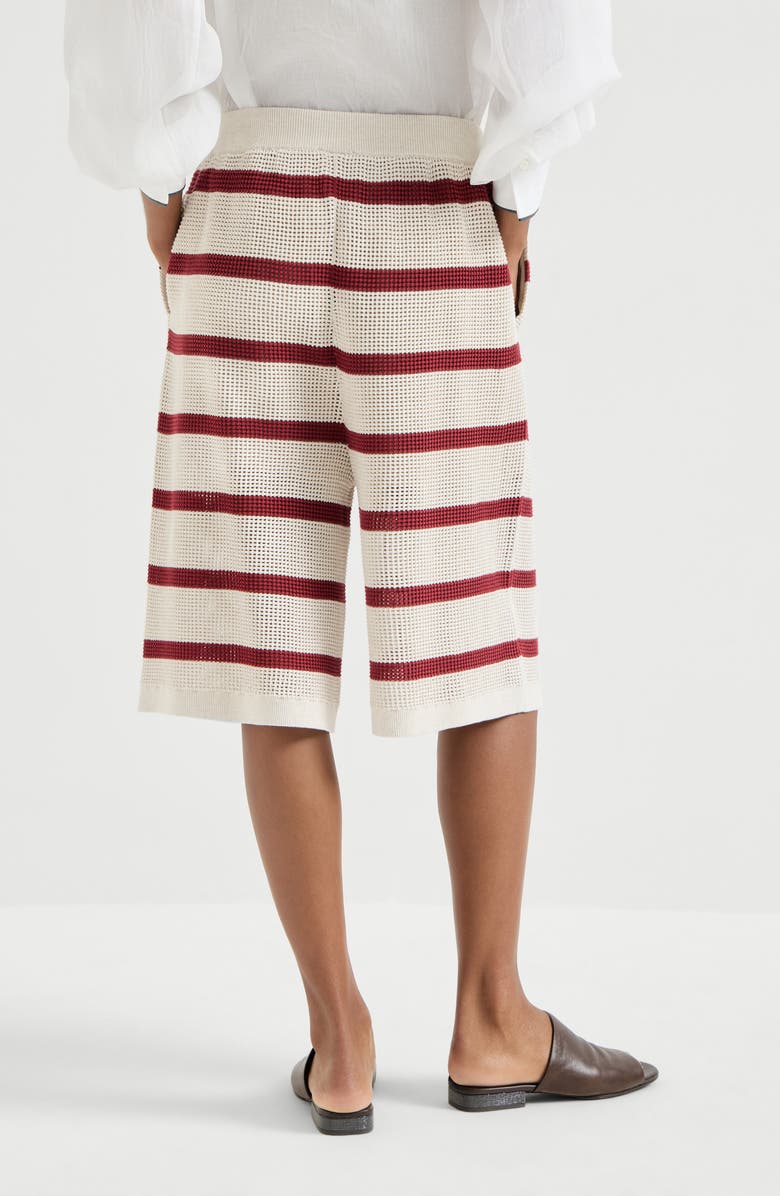 Brunello Cucinelli Cotton net knit Bermuda shorts, Alternate, color, Bordeaux