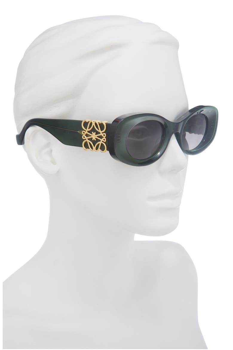 Anagram 49mm Small Rectangular Sunglasses, Alternate, color, DARK GREEN/ OTHER / SMOKE