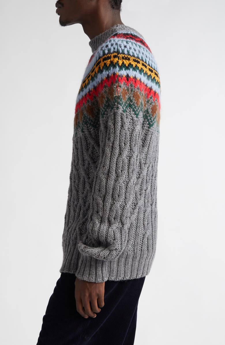 Moncler Grenoble Fair Isle Virgin Wool Sweater, Alternate, color,