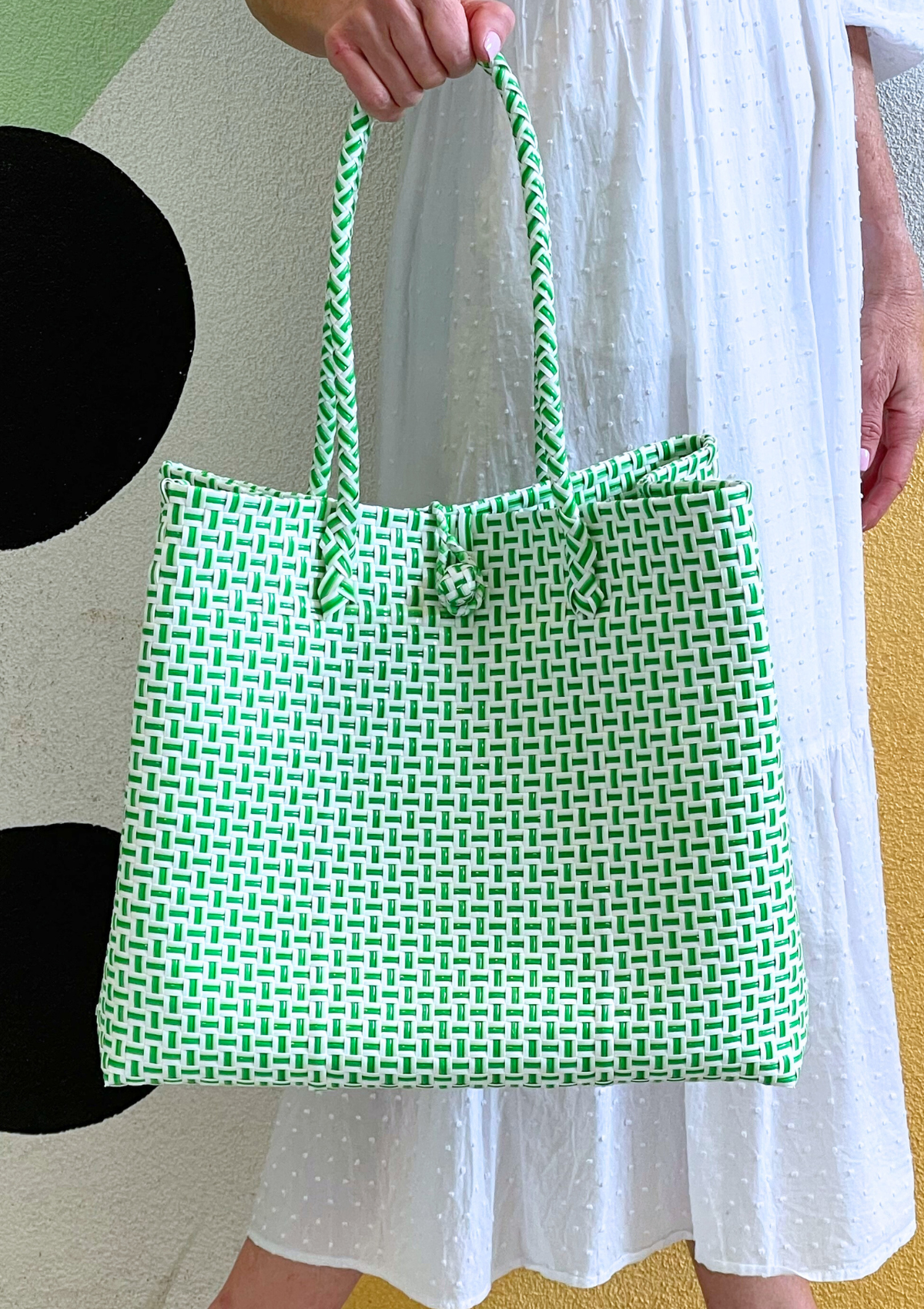 The Maxi Ella Handwoven Tote, Alternate, color, Green