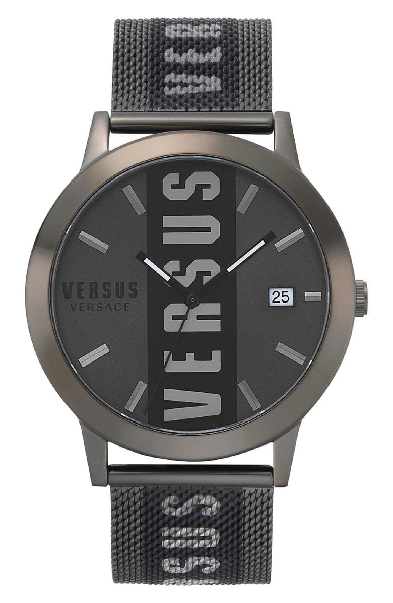 VERSUS Versace Barbes Logo Mesh Watch, 44mm, Main, color,