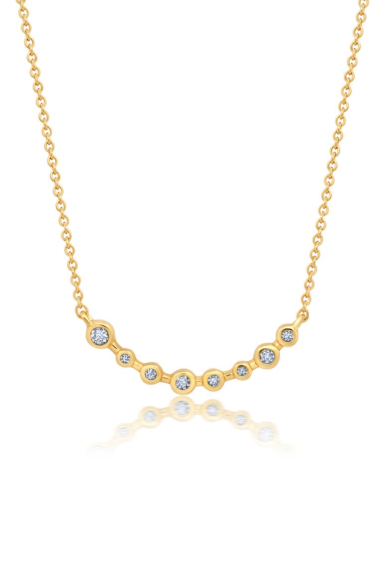 Cubic Zirconia Curved Bar Pendant Necklace, Main, color, GOLD