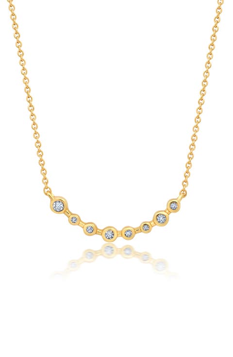 Cubic Zirconia Curved Bar Pendant Necklace