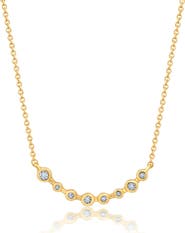 Crislu Cubic Zirconia Curved Bar Pendant Necklace