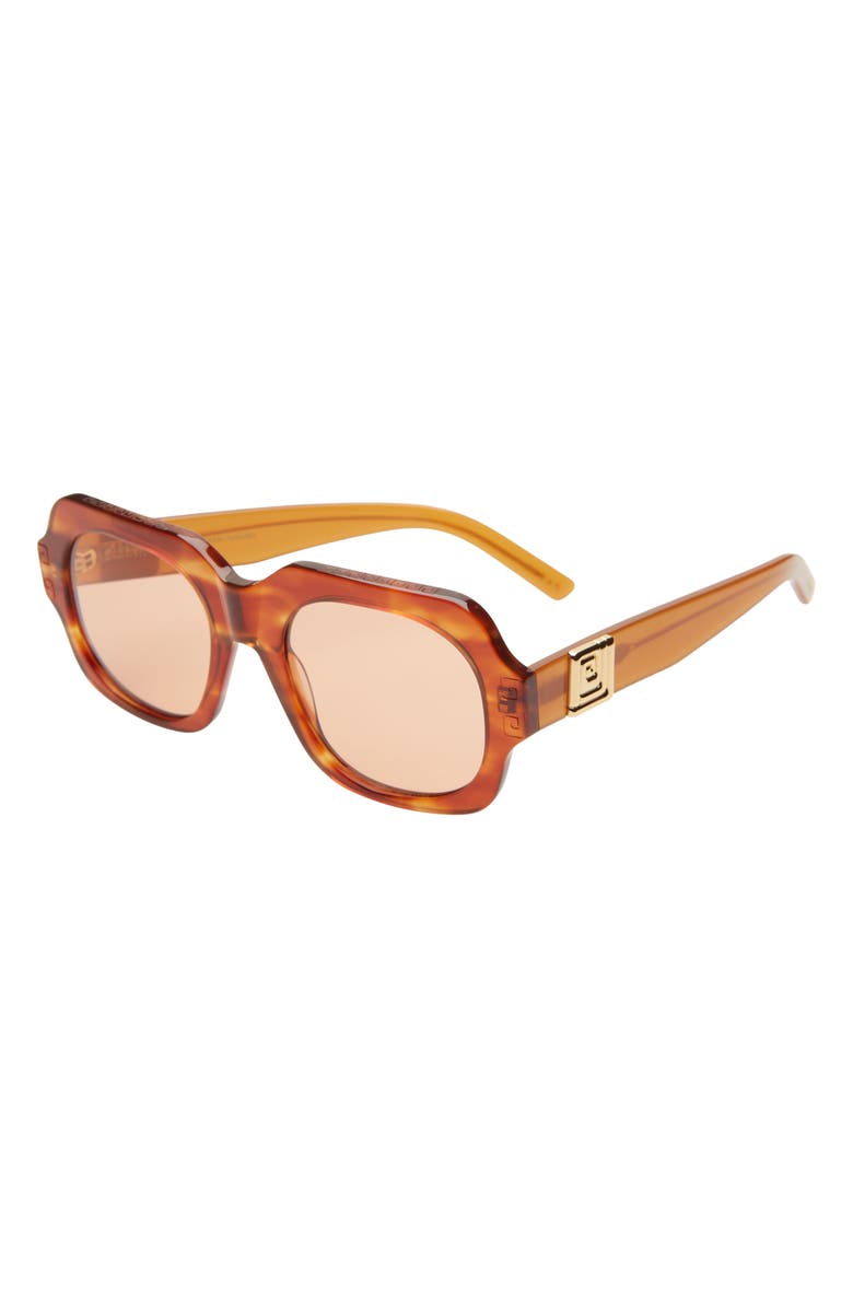 Pared 51.5mm Square Sunglasses, Alternate, color, Havana Solid Amber Lenses