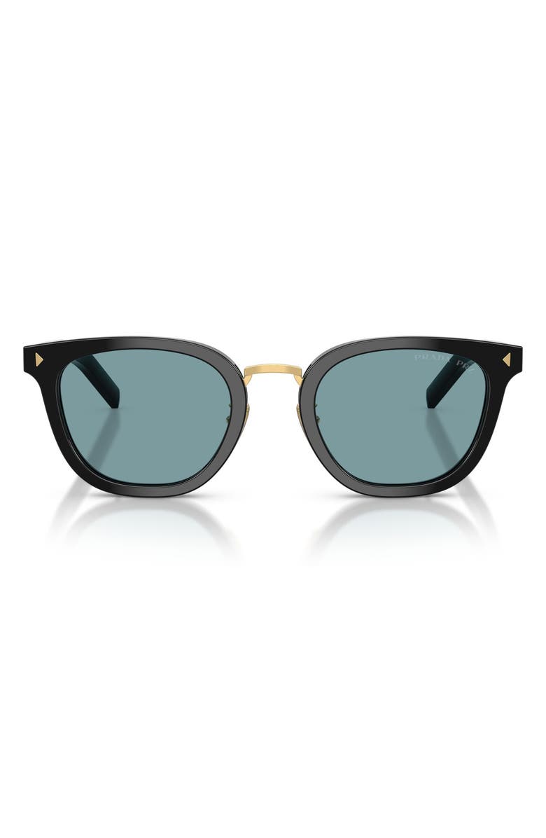 Prada 49mm Polarized Cat Eye Sunglasses, Main, color, Black / Green Polar