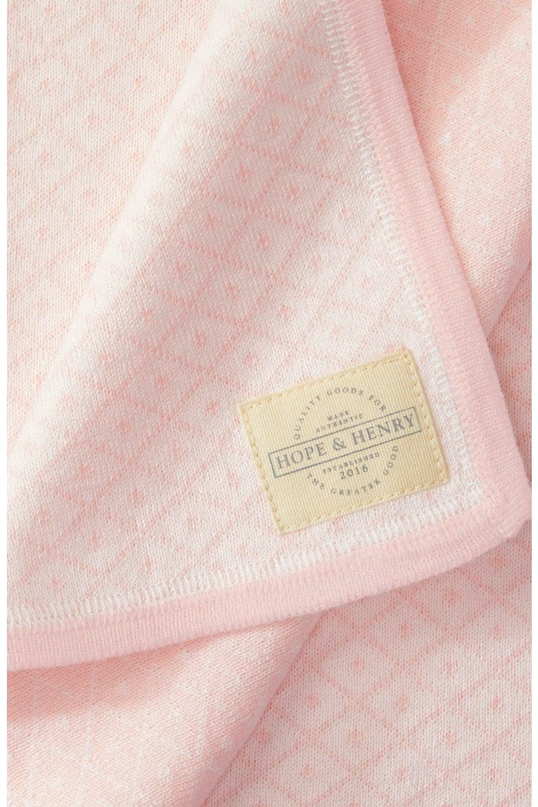 Baby Jacquard Sweater Blanket, Alternate, color, Rose with Rose Binding