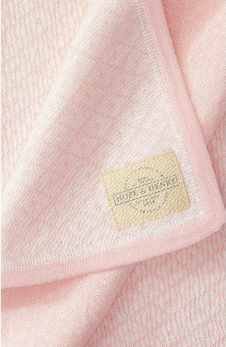 Hope & Henry Baby Jacquard Sweater Blanket, Alternate, color, Rose With Rose Binding