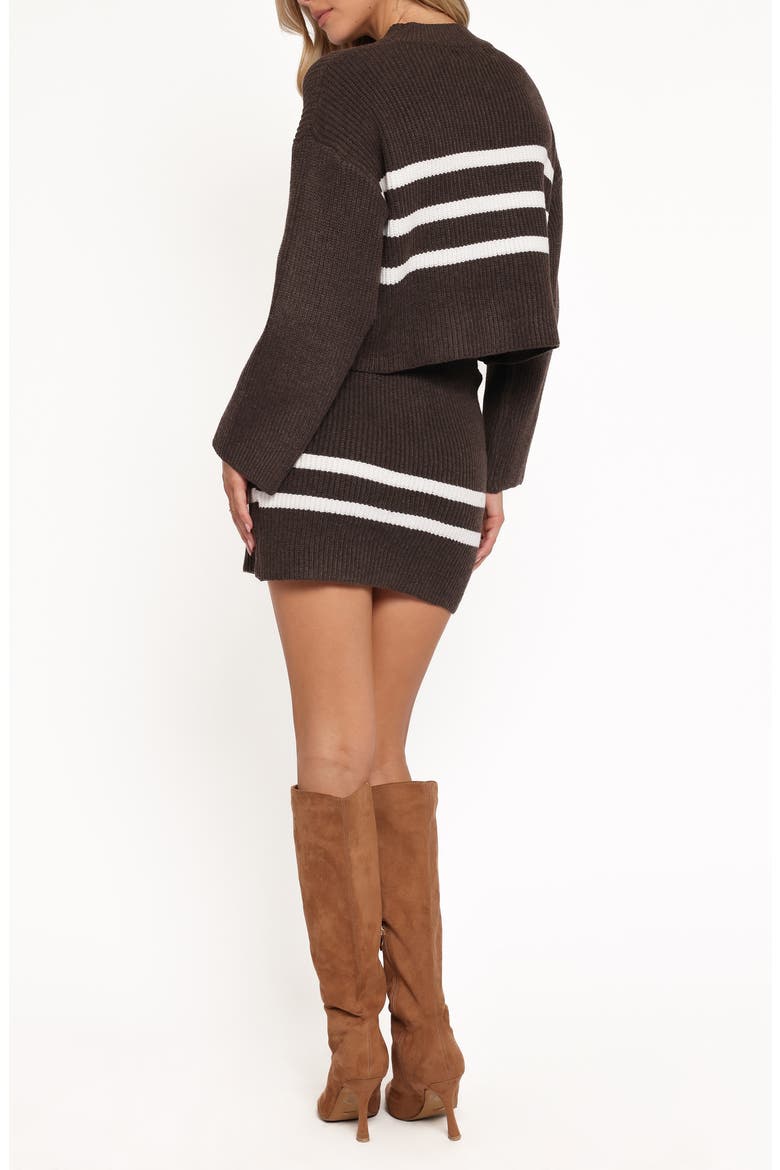 Sara Stripe Rib Crop Sweater & Miniskirt Set, Alternate, color, CHOCOLATE CREAM STRIPE