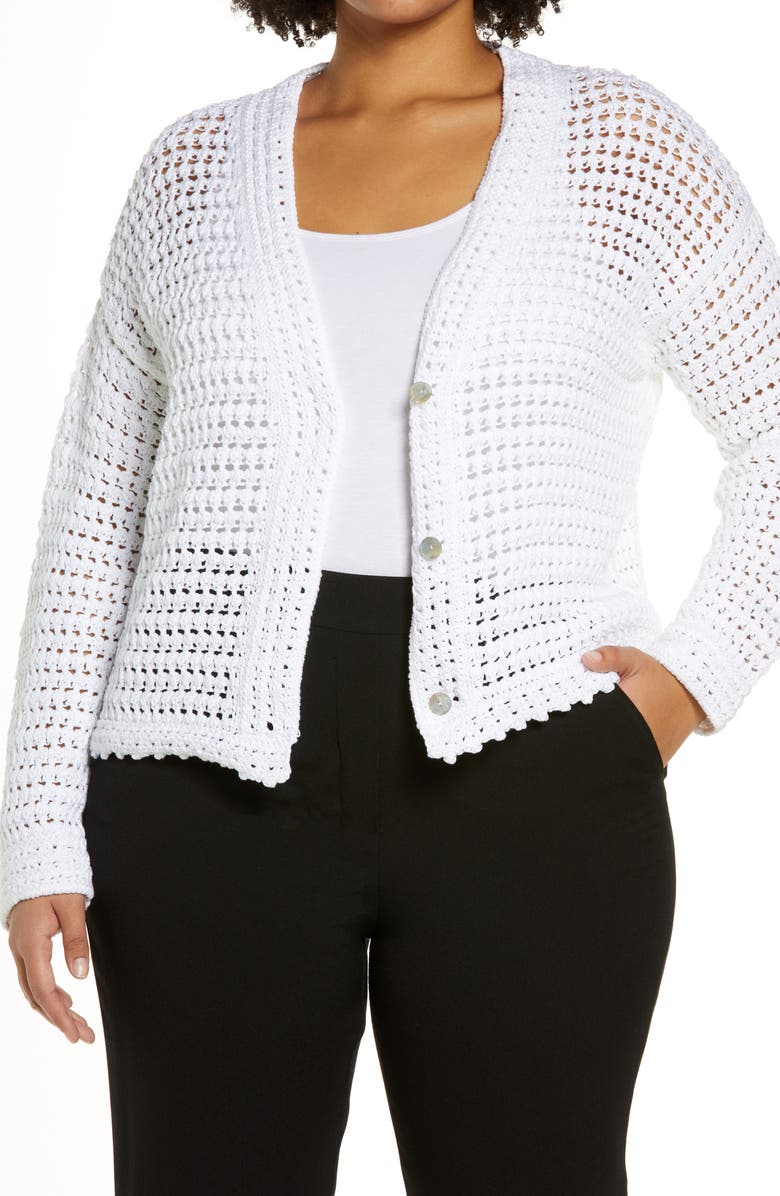 Vince Crochet Cotton Cardigan, Main, color, 