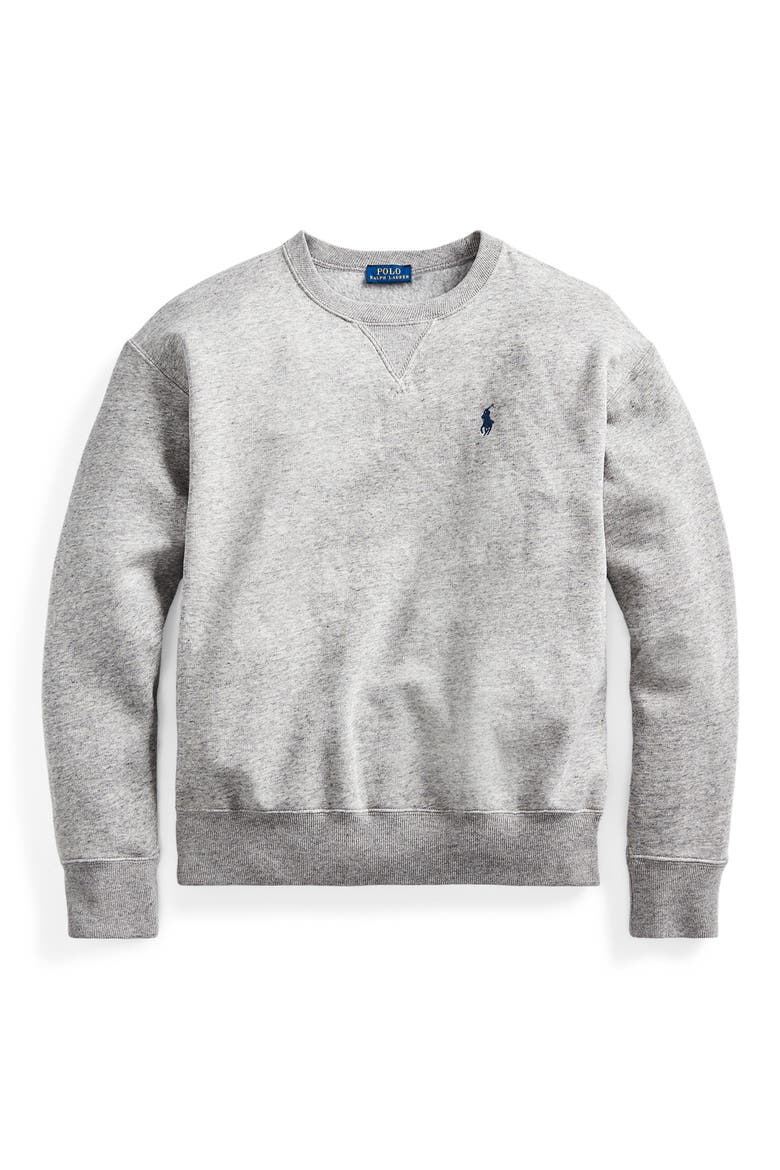 Logo Embroidery Cotton Blend Sweatshirt, Alternate, color, DARK VINTAGE HEATHER
