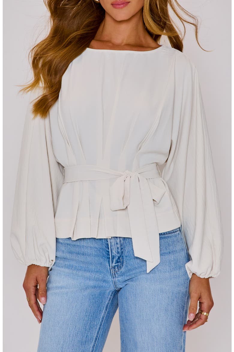 Lydia Tie Waist Top, Main, color, CREAM
