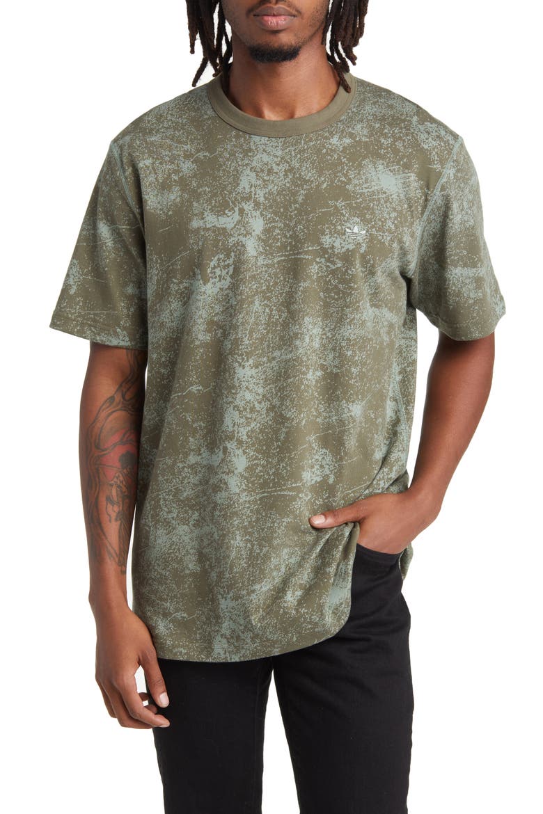 Camo Print Cotton T-Shirt, Main, color, OLIVE STRATA