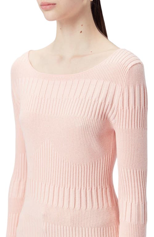 Gobi Mongolian Cashmere Ribbed Cotton Silk Cashmere Blend Sweater In Pink