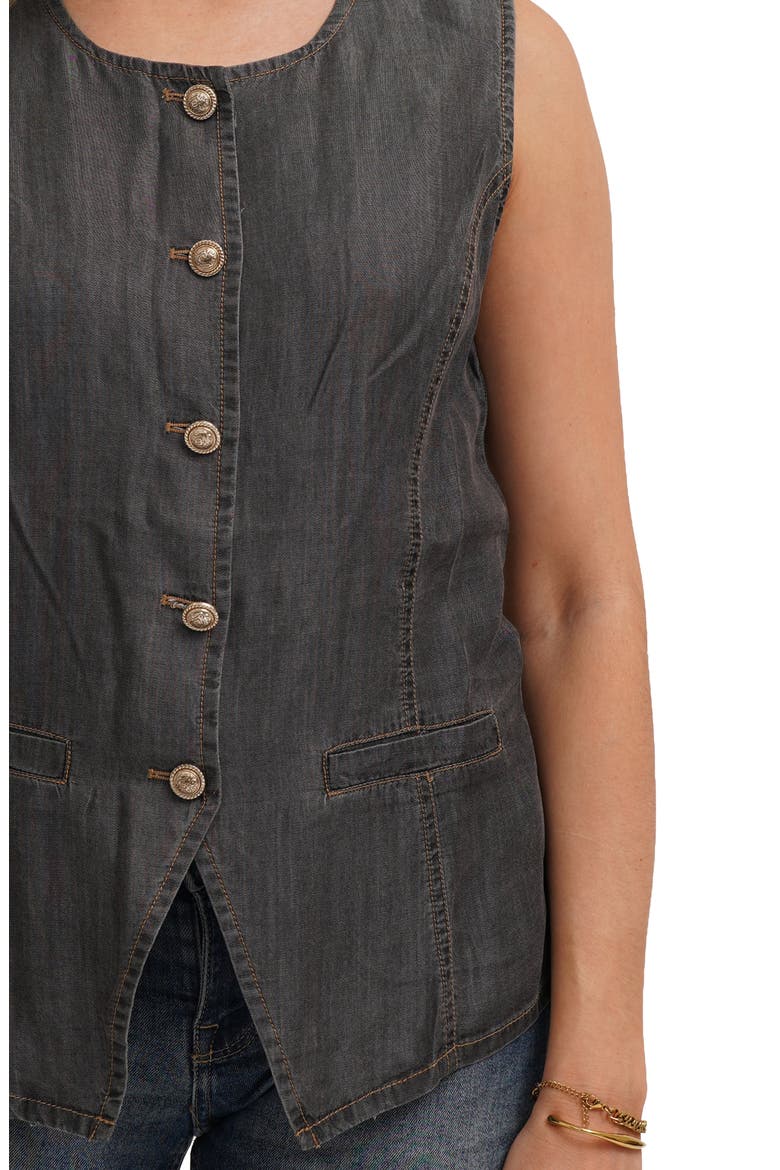 Denim Lyocell Button Front Vest, Alternate, color, MEDIUM GREY DENIM