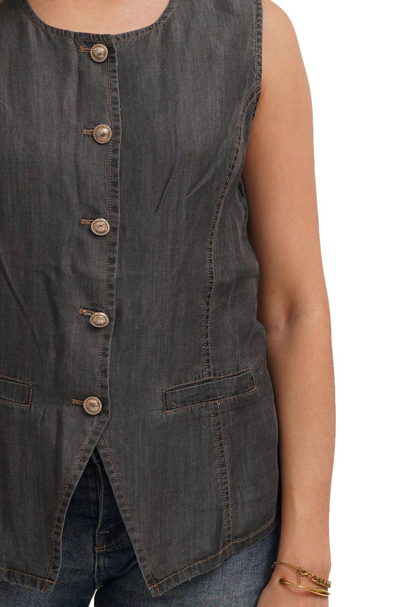 CYRUS Denim Lyocell Button Front Vest, Alternate, color, Medium Grey Denim