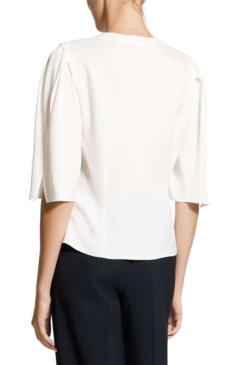 Round Sleeve Silk Button-Up Top, Alternate, color, IVORY