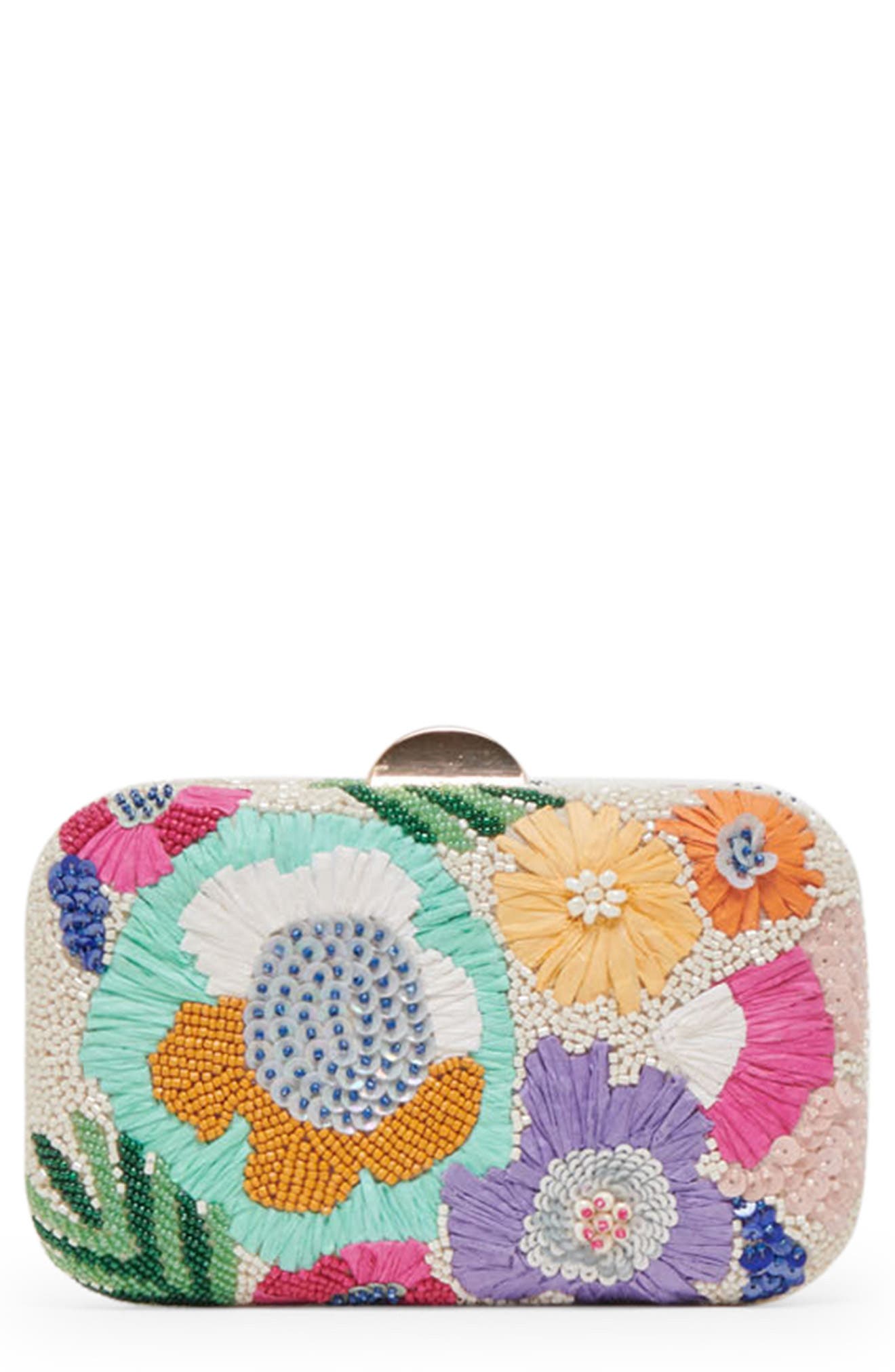 Dolce Vita Daisy Beaded Raffia Convertible Clutch, Main, color, 
