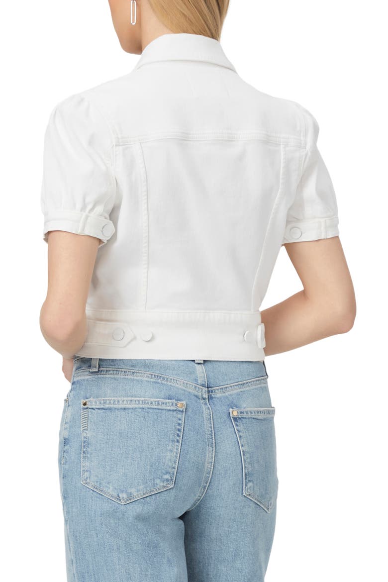 Kendra Short Sleeve Crop Denim Jacket, Alternate, color, CRISP WHITE