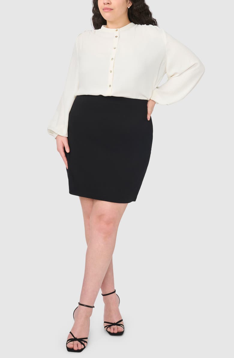 Halogen<sup>®</sup> A-Line Cotton Blend Skirt, Alternate, color, Rich Black