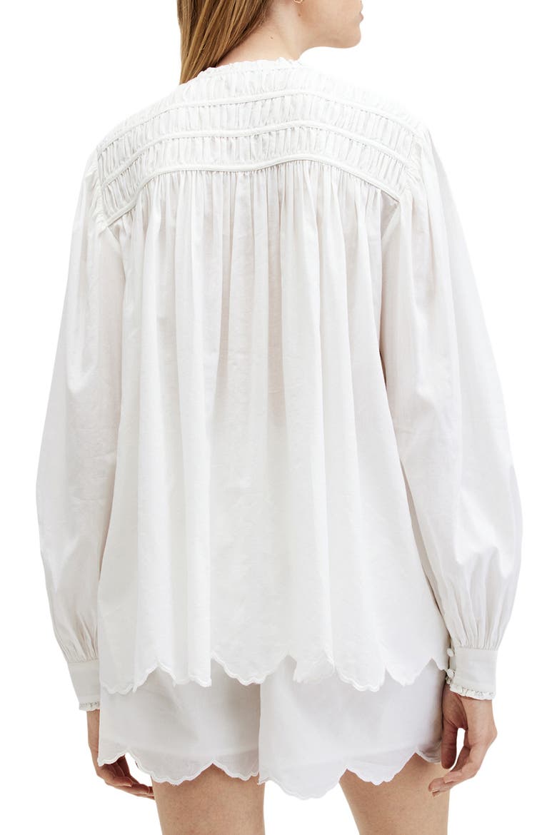 Ettie Scalloped Hem Shirt, Alternate, color, OFF WHITE