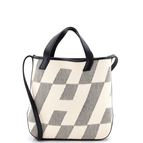 Cabas H en Biais Tote Canvas with Leather 27