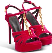 Balmain Sync platform sandals in patent lambskin