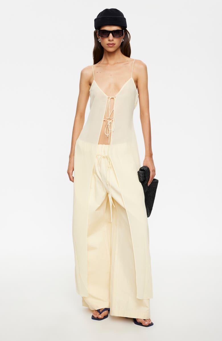 LIONESS Dune Tie Front Maxi Camisole, Alternate, color, Lemontini