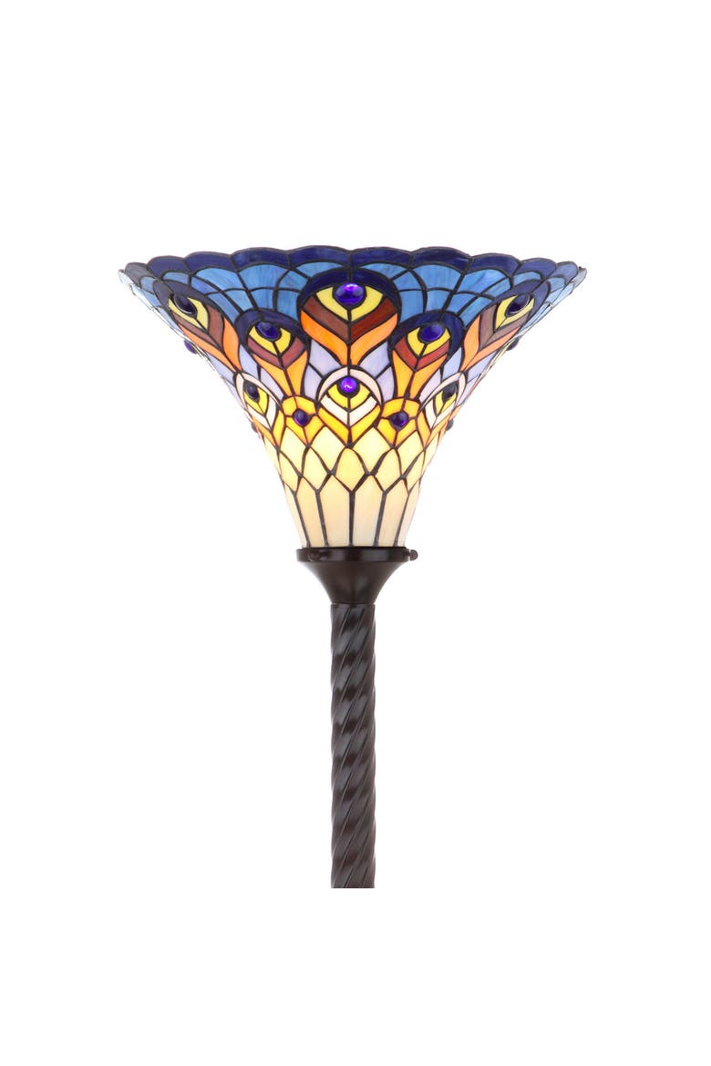 Peacock Tiffany-Style 70" Torchiere LED Floor Lamp, Bronze, Alternate, color, Bronze