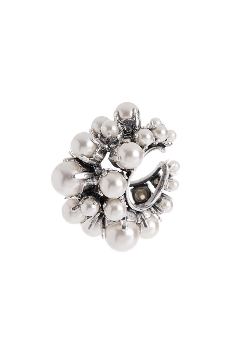 Givenchy Crystal Faux Pearl Ear Cuff, Main, color, White/ Silvery