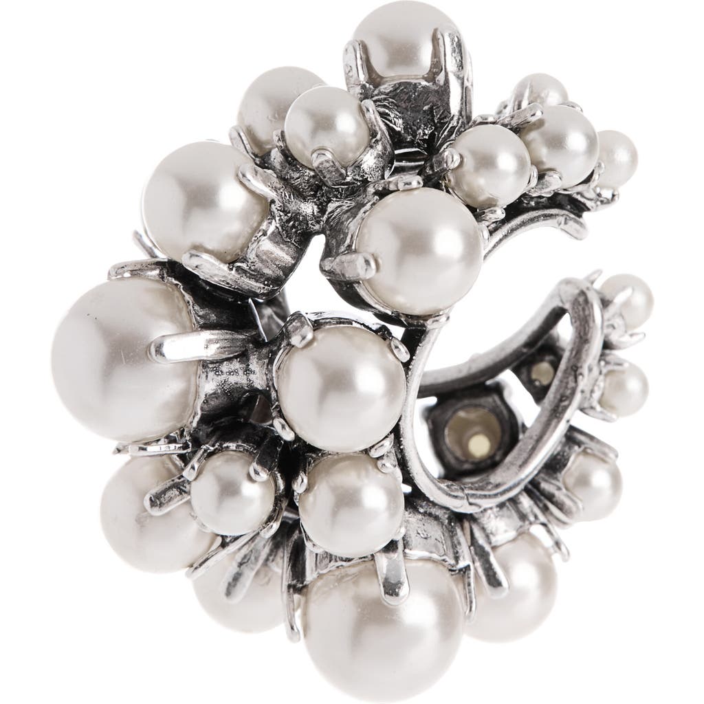 Givenchy Crystal Faux Pearl Ear Cuff In Silver