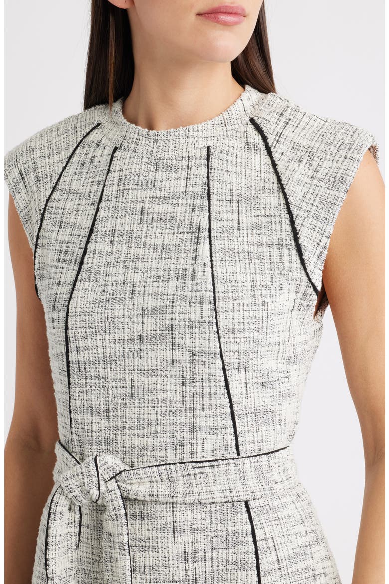Contrast Detail Belted Midi Dress, Alternate, color, BRIGHT WHITE