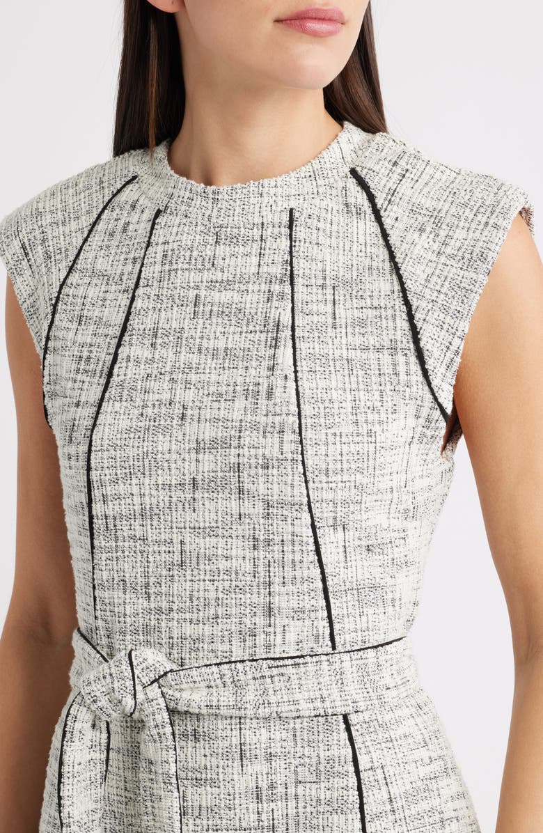 Halogen<sup>®</sup> Contrast Detail Belted Midi Dress, Alternate, color, Bright White