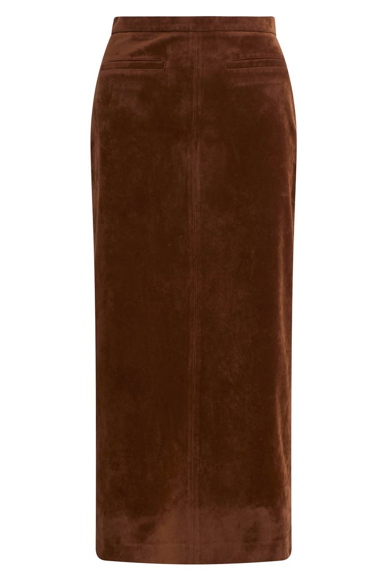 The Welt Pocket Faux Suede Midi Skirt, Alternate, color, CHESTNUT