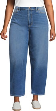 Lands' End Recover High Rise Barrel Leg Ankle Jeans