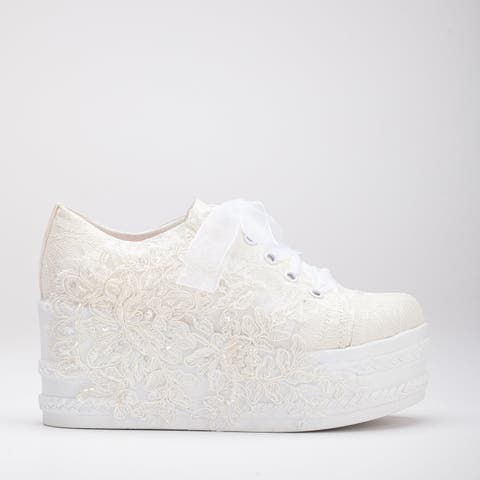 Claudine Lace Bridal Platform Sneakers
