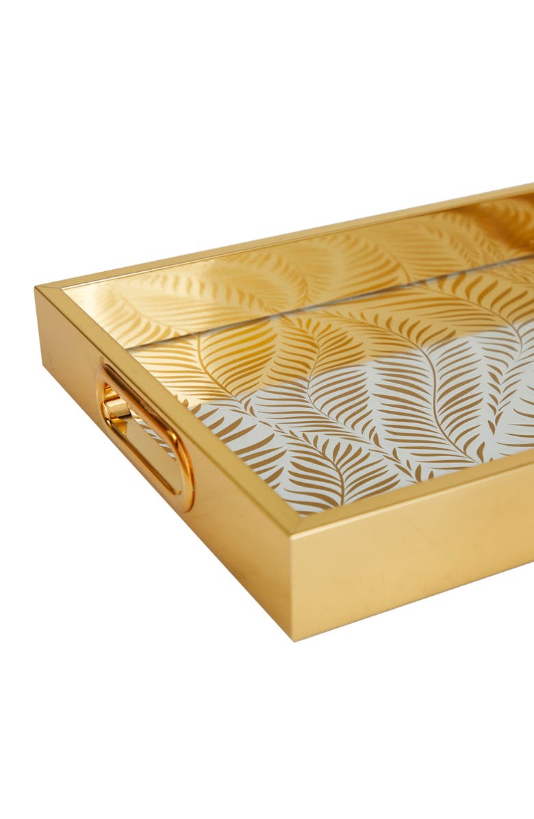 VIVIAN LUNE HOME Gold Plastic Mirrored Geometric Tray - Set of 2, Alternate, color, 